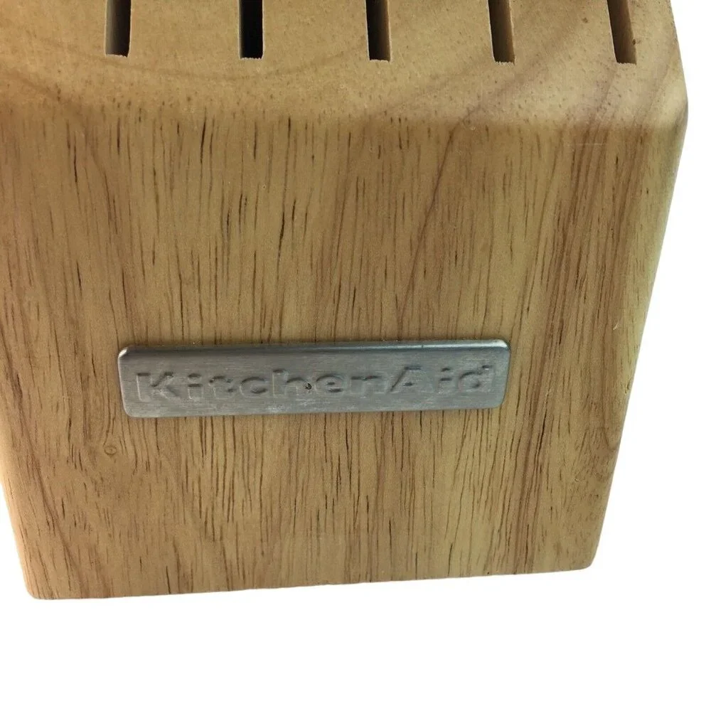 KitchenAid Wood Knife Holder Block Only 13 Slot Oak Wood Rubber Feet u